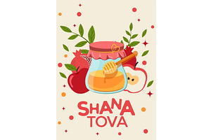 Happy Rosh Hashanah Greeting Card, an Object Illustration by JeanBet