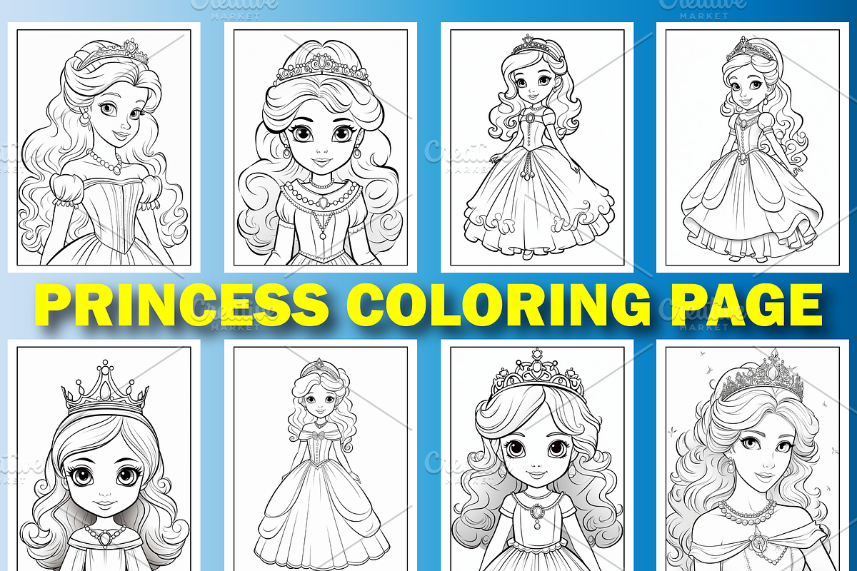 Cute Princess Coloring Pages for Kid, a Stationery Template by Design Station (Photo 3 of 6)