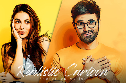 Realistic Cartoon Photoshop Action, an Action Add-On by Vatdesign
