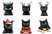 Christmas Funny Black Cat Clipart, an Illustration by DreamPrint404 (Thumbnail 5 of 6)