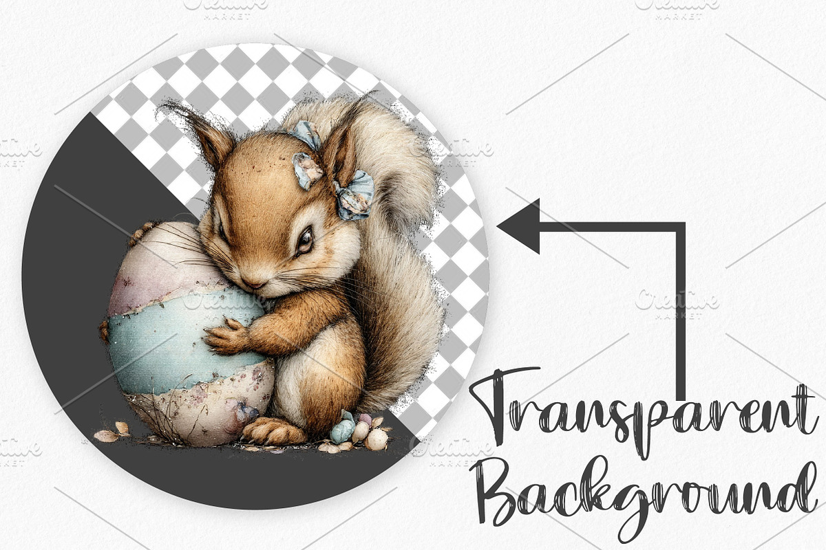 Whimsical Easter Squirrel Clipart, an Illustration by Canvas Craft (Photo 2 of 6)