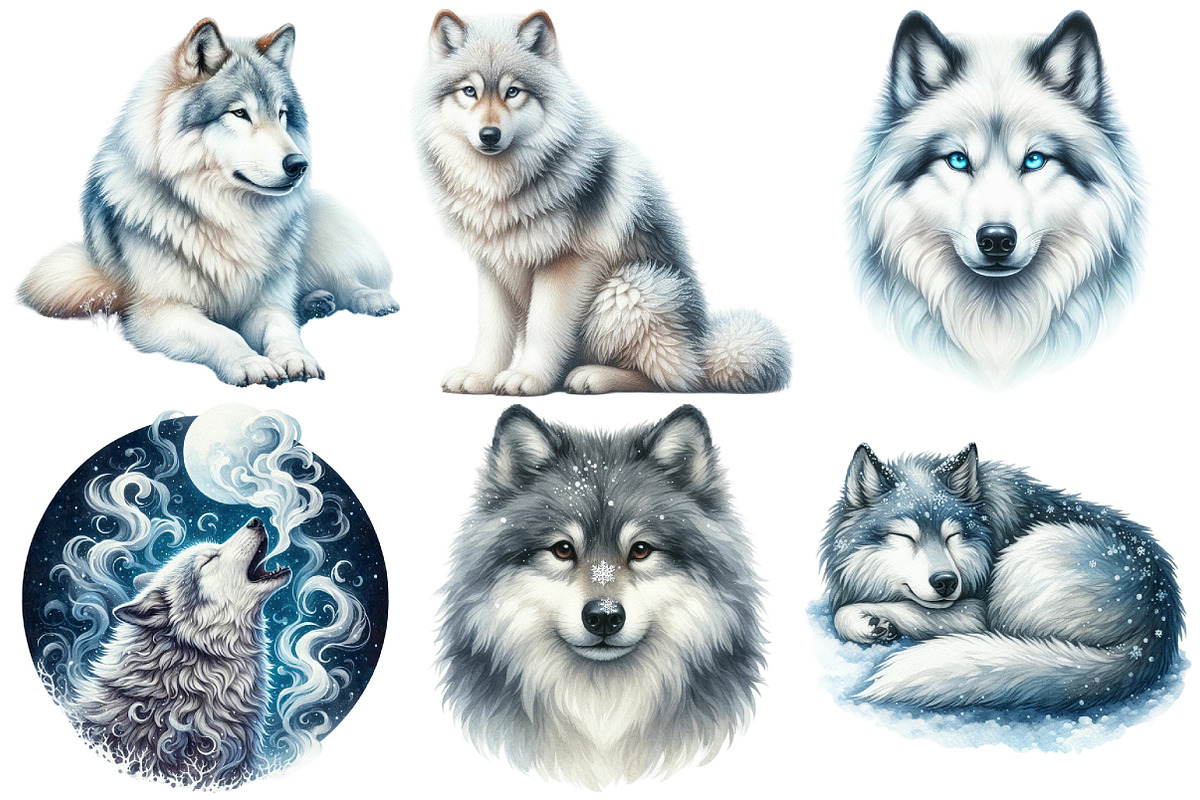 Winter Wolves Clipart, an Illustration by Pixels.Craft (Photo 3 of 7)