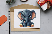Baby Elephant with Emotion Clipart B, an Illustration by RobertsArt (Thumbnail 4 of 7)