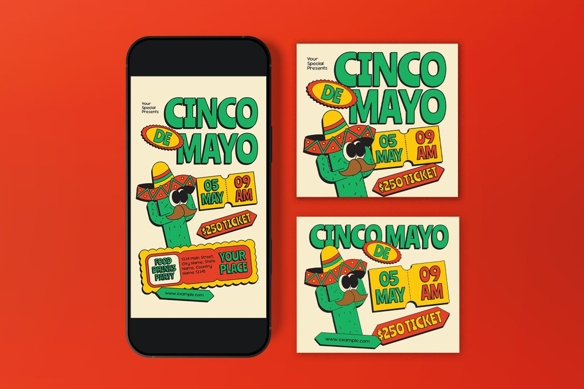 Cream Quirky Cinco De Mayo Flyer Set, a Flyer Template by graphicook (Photo 3 of 3)