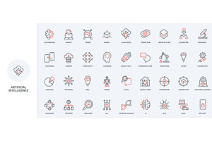 Ai digital brain network icons, a Technology Illustration by Lemberg Vector