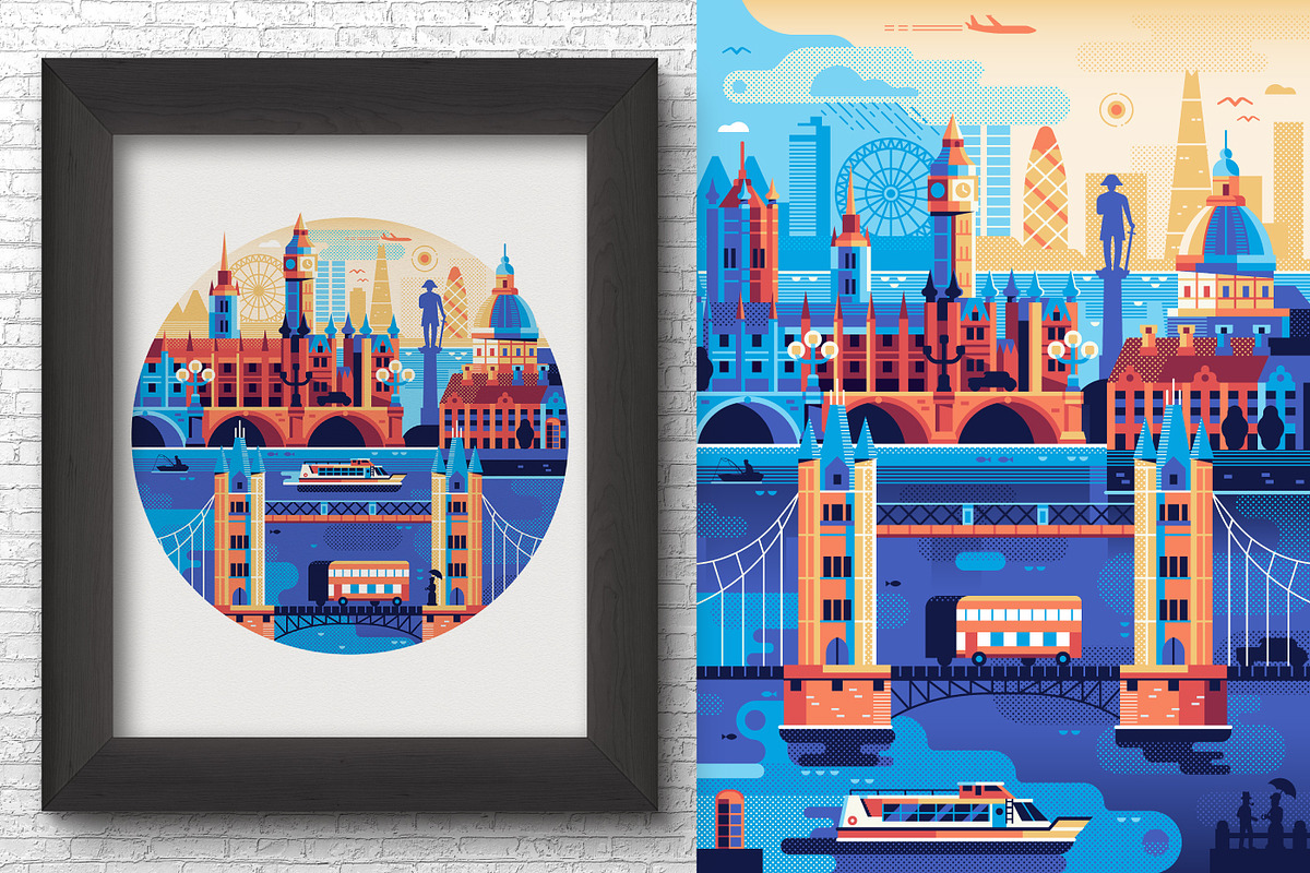 London Travel Poster, an Illustration by Alex Krugli (Photo 1 of 3)