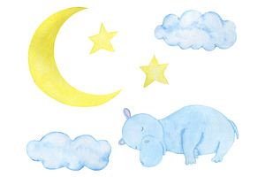 Sleeping Animals Watercolor Pattern