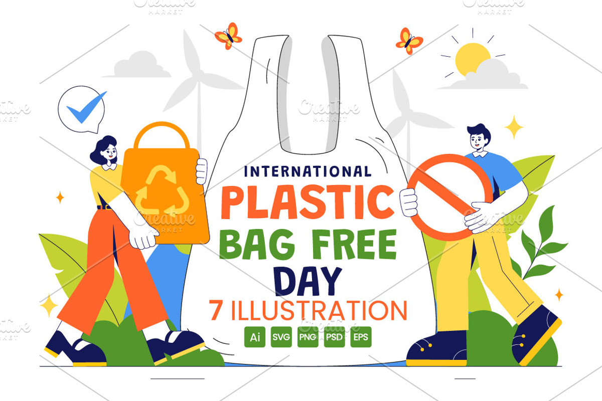 7 International Plastic Bag Free Day, an Object Illustration by denayunebgt (Photo 1 of 4)
