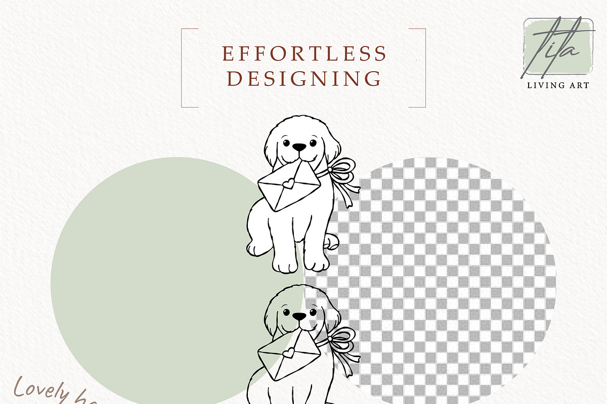 Valentine Puppy Outline Clipart, an Animal Illustration by TitaLivingArt (Photo 4 of 9)