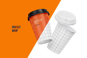 Two Flying Coffee, Tea Cups Mockup