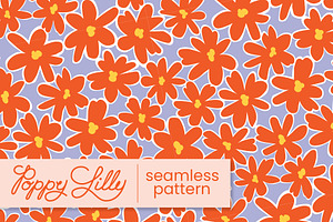 Orange Lavender Florals Pattern
