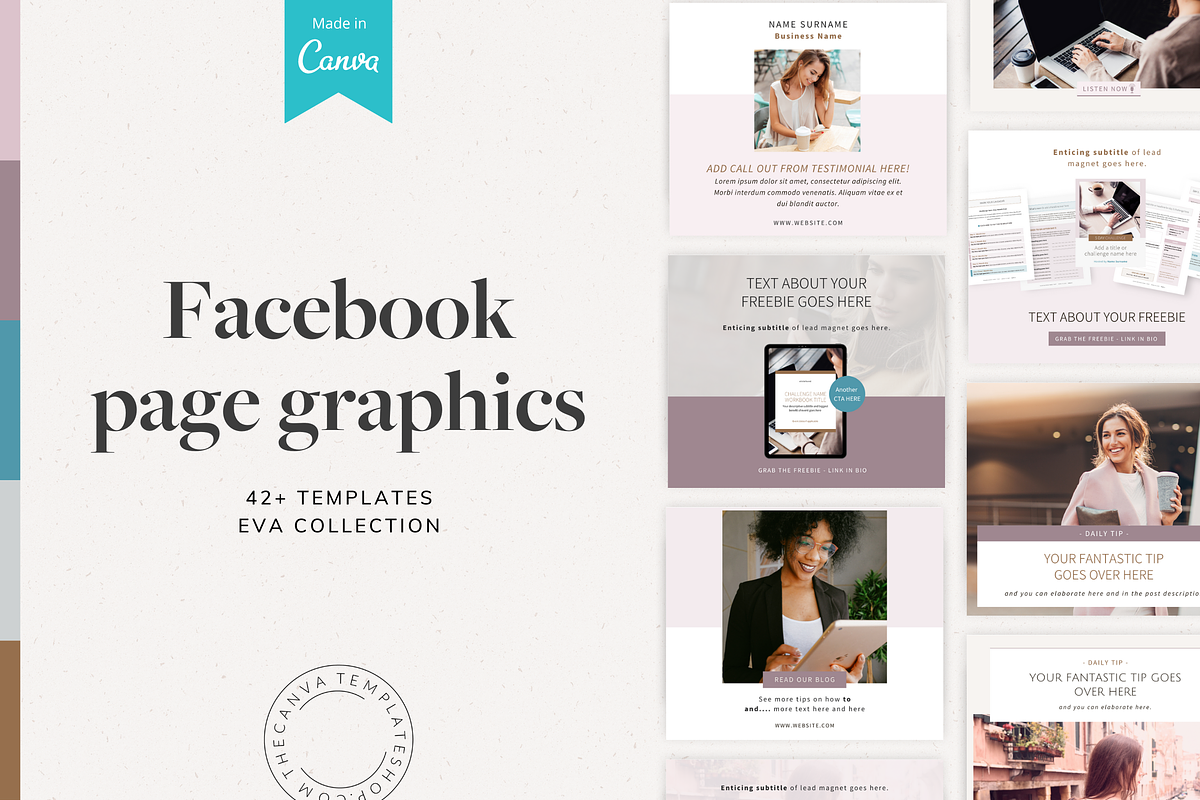 Eva Facebook Page Canva Template, a Templates & Theme by The Canva Template Shop (Photo 1 of 5)