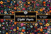 Felted Wool Art Flower Digital Paper, a Pattern Graphic by Creative Store (Thumbnail 1 of 5)
