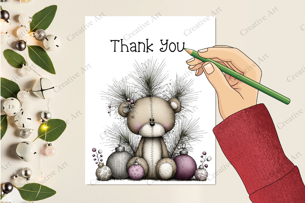 Whimsical Christmas Teddy Bear Clipa, an Illustration by Creative Art (Photo 9 of 11)