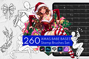 Xmas Babe Procreate Stamps, a Brush Add-On by Selentaori Studio (Thumbnail 1 of 12)