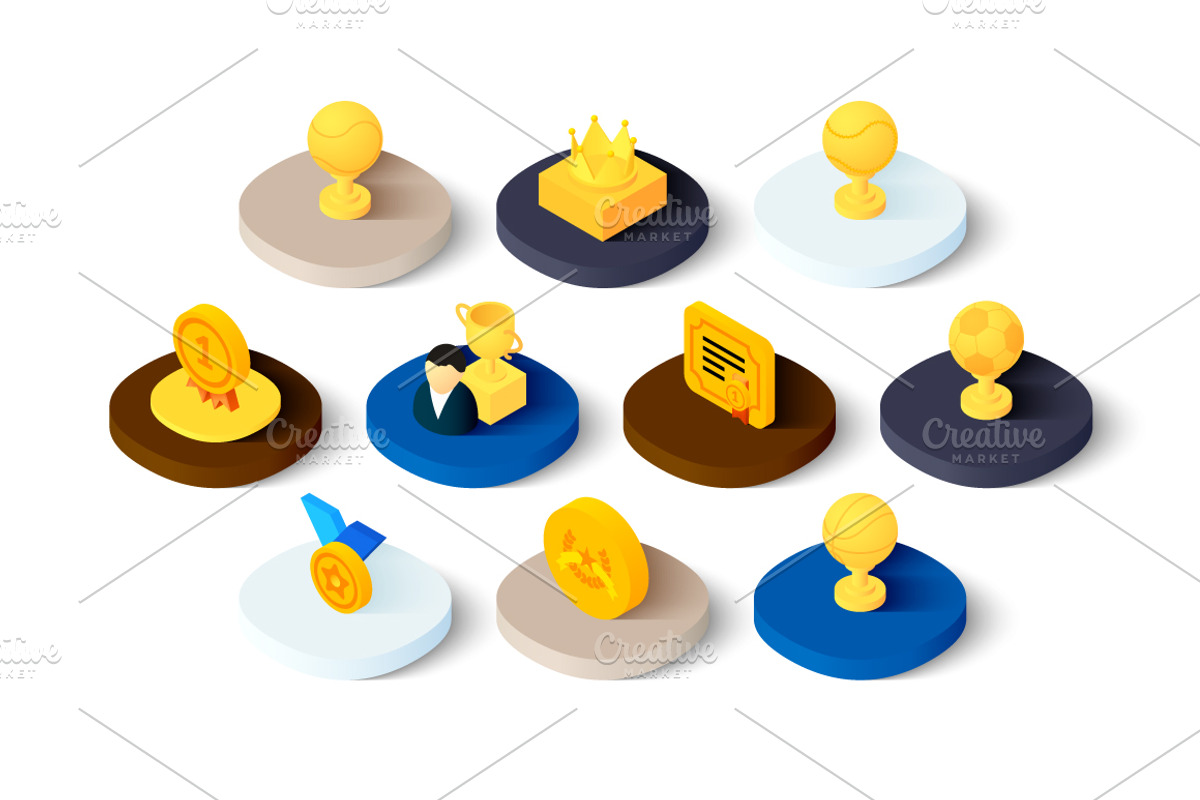 Isometric icons - Winning and Awards preview 3