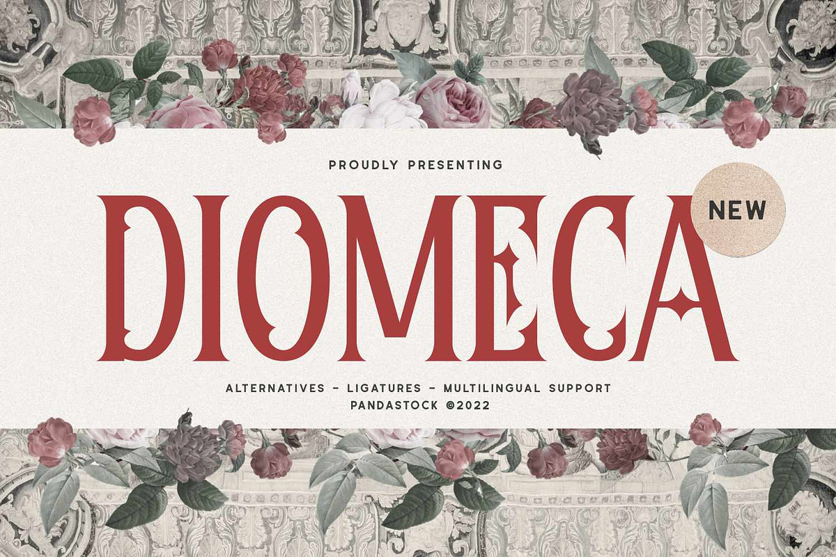 Diomeca - Romantic Gothic Typeface, a Blackletter Font by Imoodev (Photo 1 of 5)