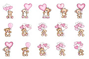 Valentine's Day Teddy Bear Balloons, an Illustration by DreamArtGraphic (Thumbnail 2 of 4)