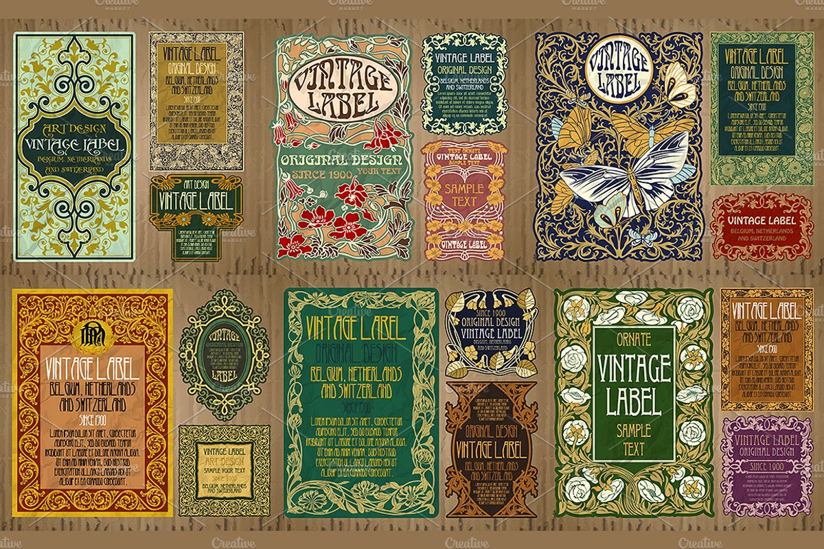 Label Art Nouveau - mega set, a Decorative Illustration by Stanislav Kharchevskyi (Photo 7 of 12)
