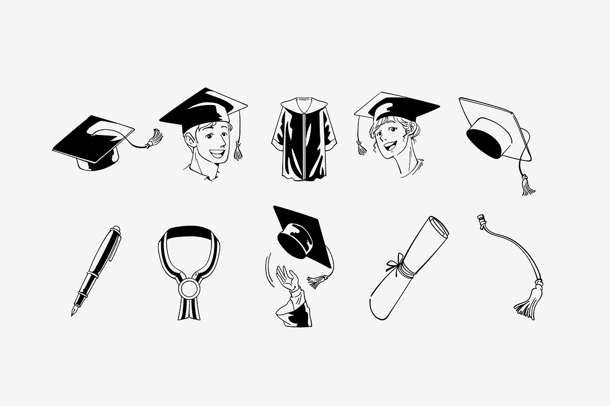 Graduation Doodle Illustration, an Object Graphic by SLAB! Design (Photo 2 of 3)