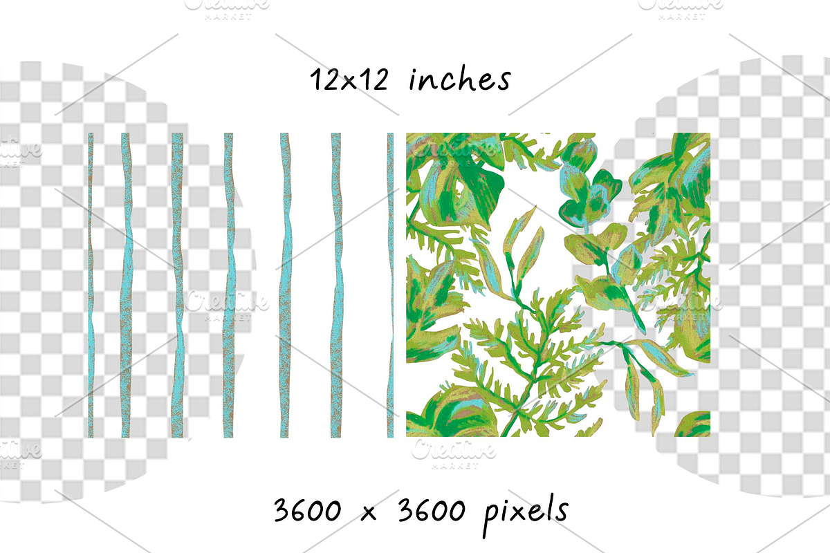 Crayon Botanical Seamless Patterns, a Pattern Graphic by Lucyinyourheart (Photo 4 of 10)
