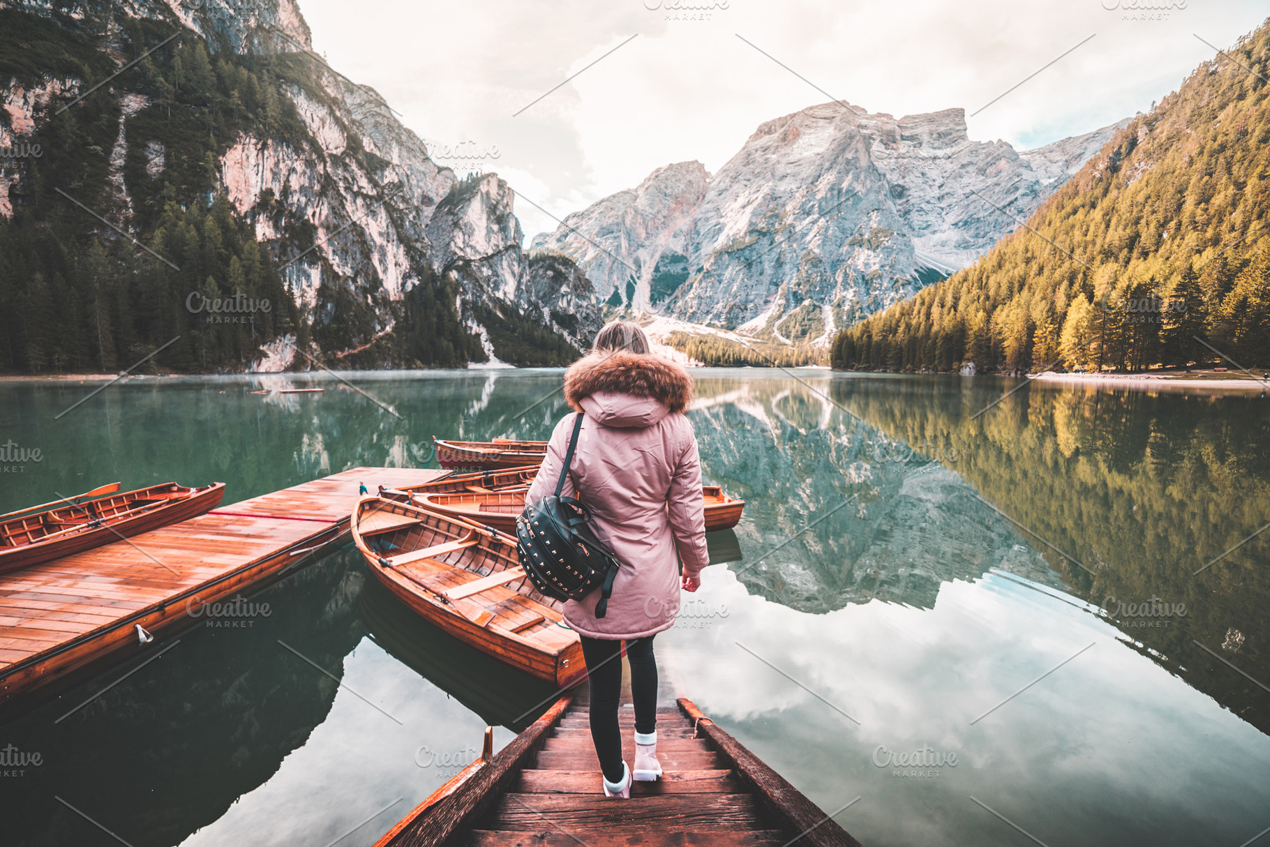 Young Woman Enjoying Lago di Braies, a Nature Photo by Viktor Hanacek