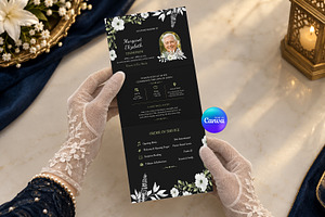 Black Floral Funeral Program, an Invitation Template by Arslan