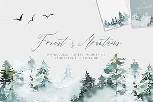 Mountain & Trees Forest Illustration, a Texture Illustration by WalaPalette