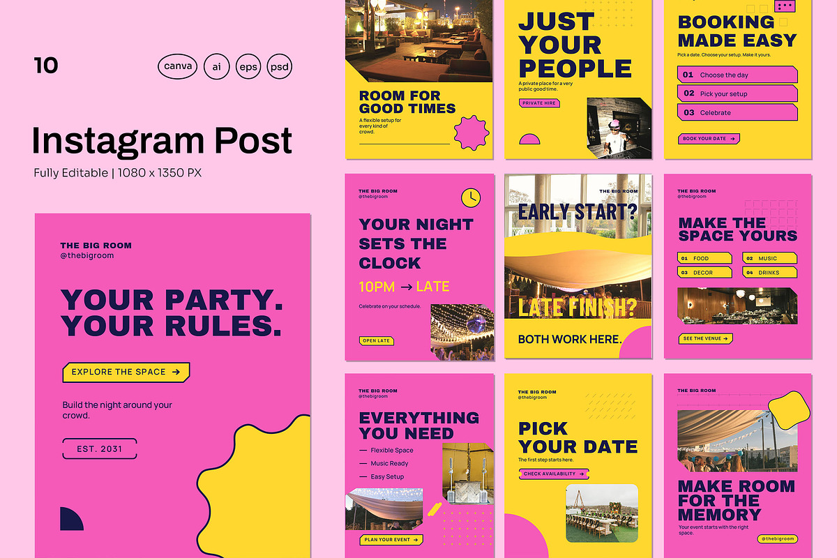Event Venue Social Media Templates, a Social Media Template by Pitchlook.Studio (Photo 1 of 3)