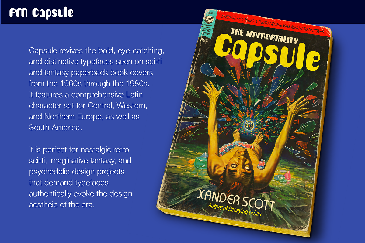 PM Capsule Classic Sci-Fi Font, a Sans Serif Font by Paper Moon Graphic Supply (Photo 2 of 6)