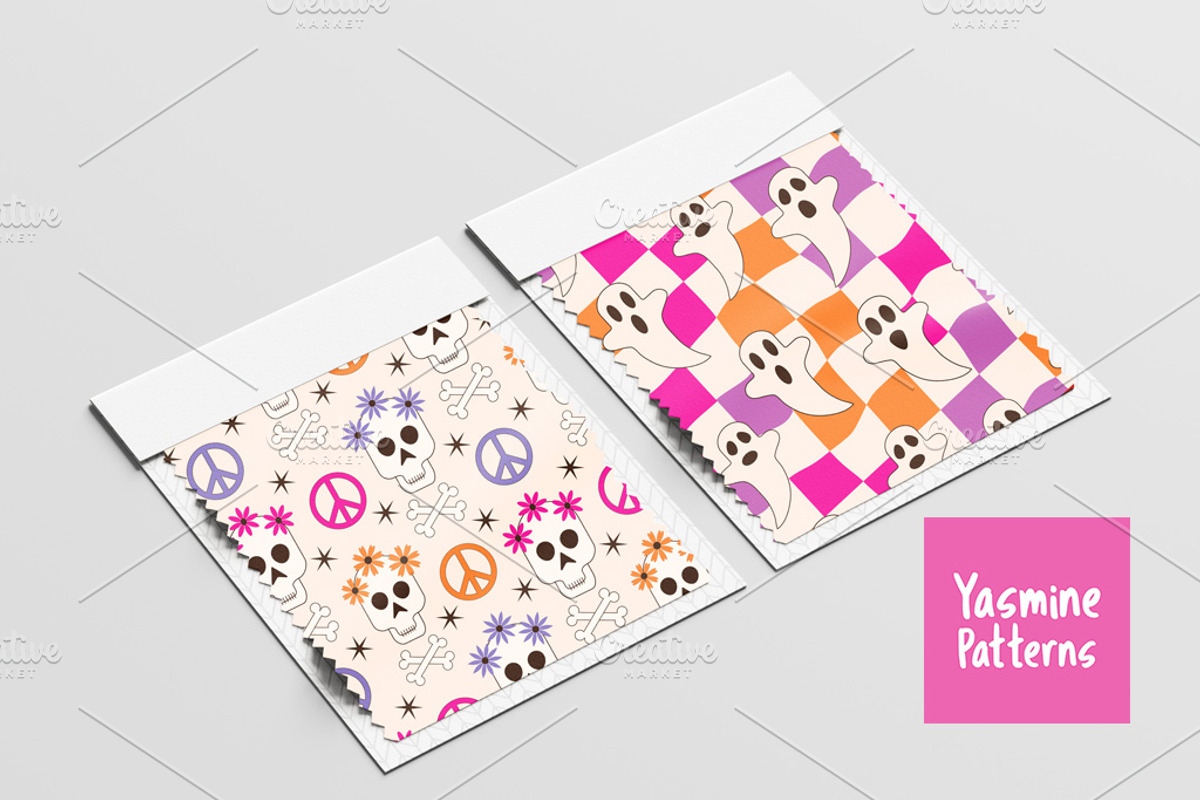 Hippie Halloween Patterns Collection, a Pattern Graphic by Yasmine Patterns (Photo 6 of 8)