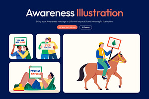 Awareness Illustration Art Set, an Education Illustration by Creative Stall