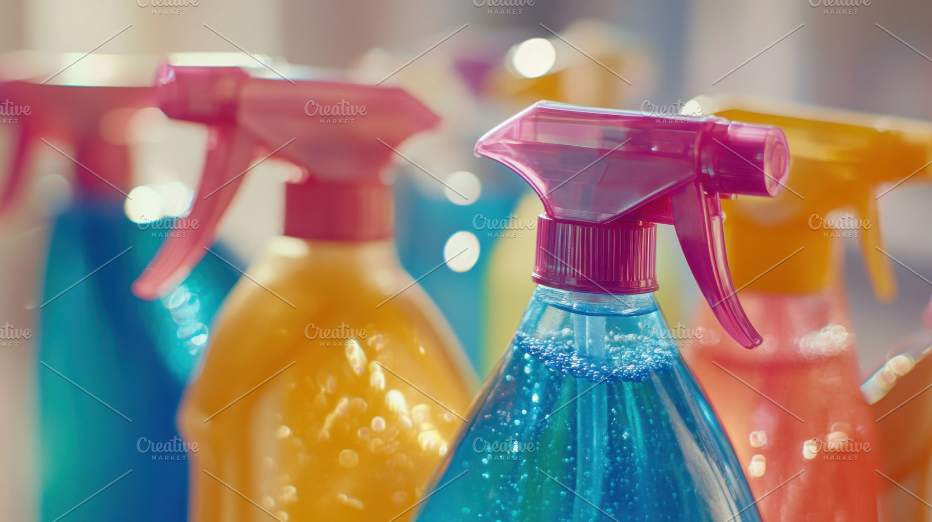 Colorful cleaning supplies, a Photo by Beautiful things