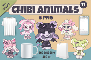 Chibi animals 11. Tshirt, PNG