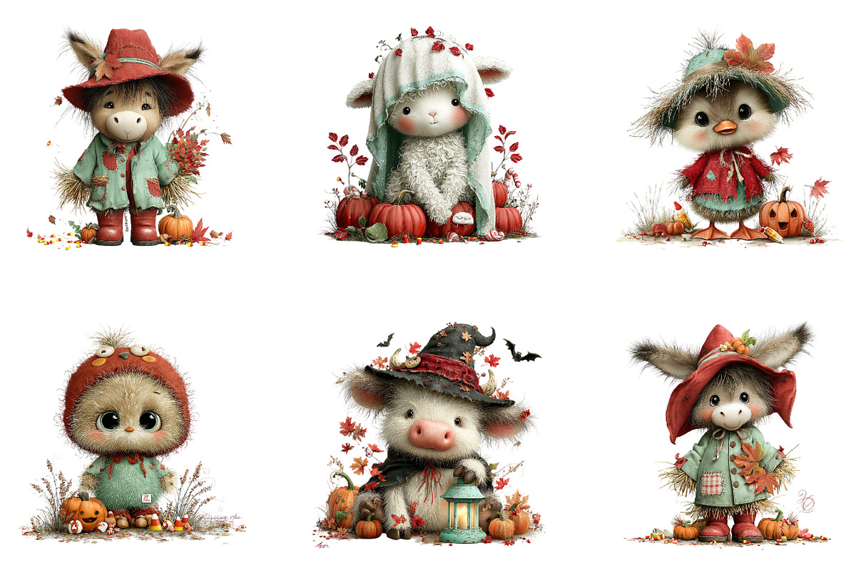 Quirky Halloween Farm Animals, a Seasonal Illustration by CreationArt (Photo 3 of 5)