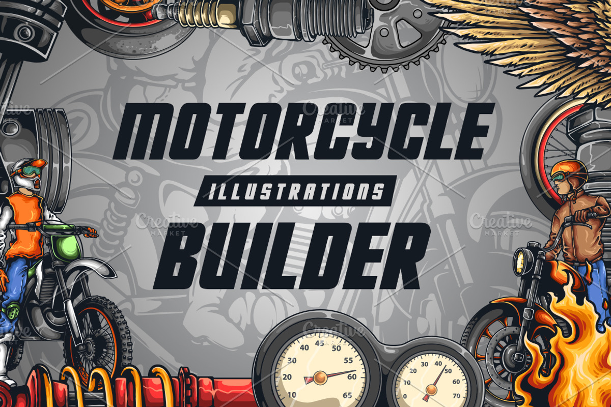 Motorcycle Illustrations Builder, an Illustration by TSV Art Collective (Photo 1 of 5)