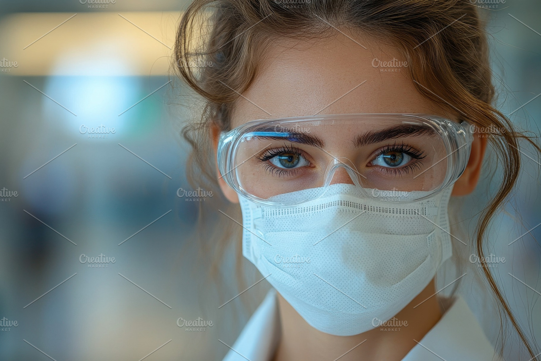 Health professional wearing mask and, a Photo by Tanuart