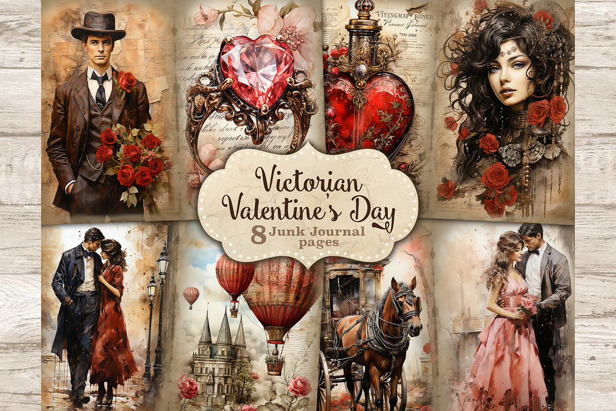 Valentines Day Junk Journal Pages, a Person Illustration by GlamArtZhanna (Photo 1 of 9)