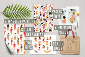 Summer beach girls patterns set