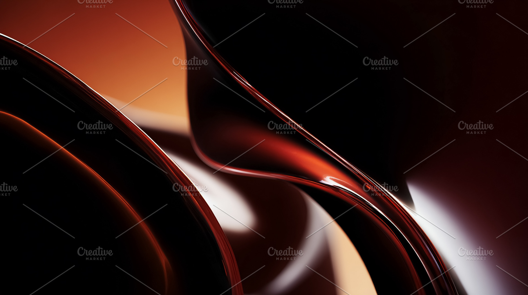 Abstract flowing fluid orange and black metallic waves blending with gradient c, a Photo by Studio ANNA