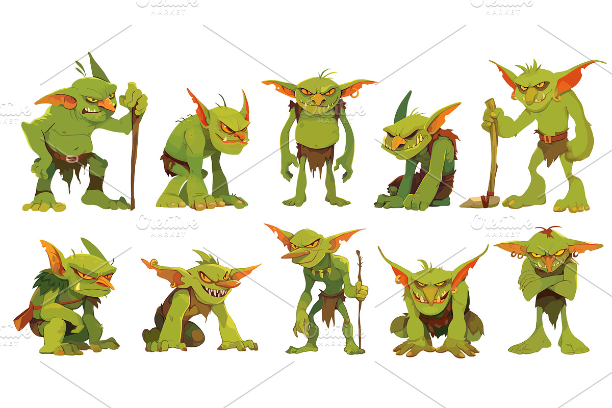 Cartoon goblins. Green fantasy, an Illustration by Stock-Smart-Start ...