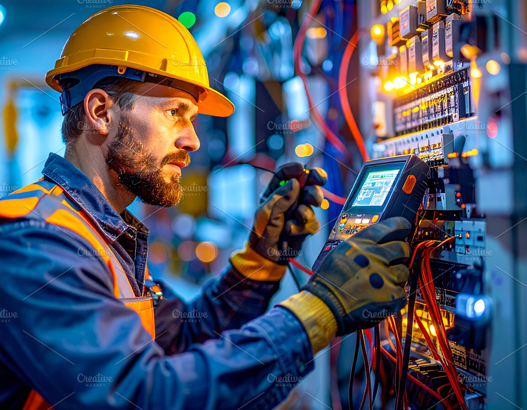 Young electrician installing electrical wiring and wall outlets, a Photo by DanFLCreativo
