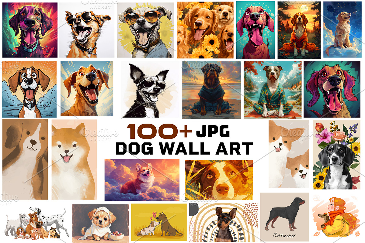 Dog wall art Collection JPG, Dogs, an Animal Photo by Chipshpow Graphics (Photo 1 of 8)