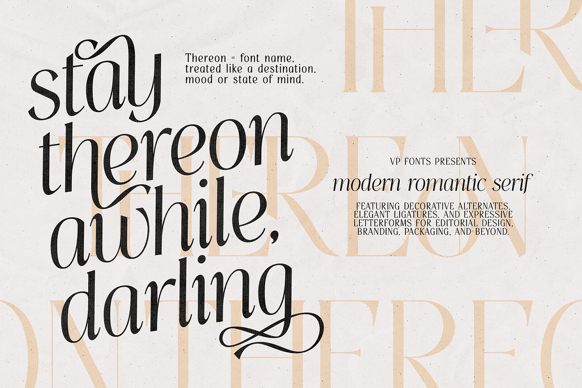 Thereon - Modern Romantic Serif Font, a Serif Font by VP Fonts (Photo 1 of 21)
