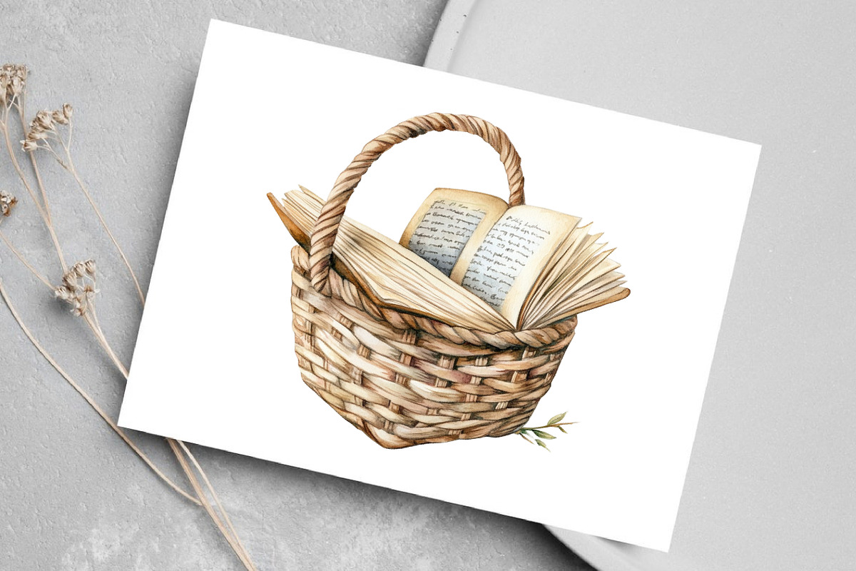 Watercolor Rustic Library Clipart, an Illustration by Canvas Craft (Photo 6 of 7)