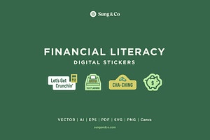 Financial Literacy Digital Stickers, a Finance Illustration by sungandco