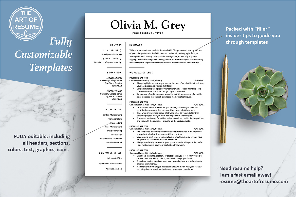 Minimalist Resume, CV Template, a Resume Template by The Art of Resume (Photo 3 of 8)