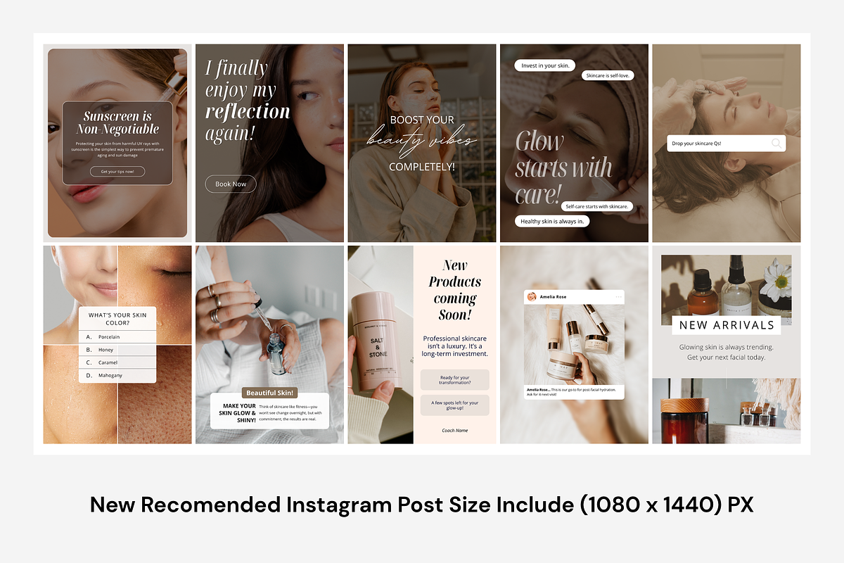 Skincare Canva Social Media Bundle, a Marketing Template by Snapybiz (Photo 4 of 10)