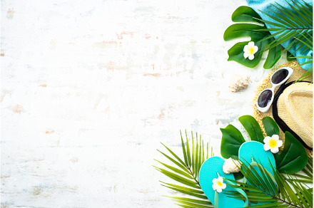 Summer flat lay background, sea, a Holiday Photo by Nadia-nb