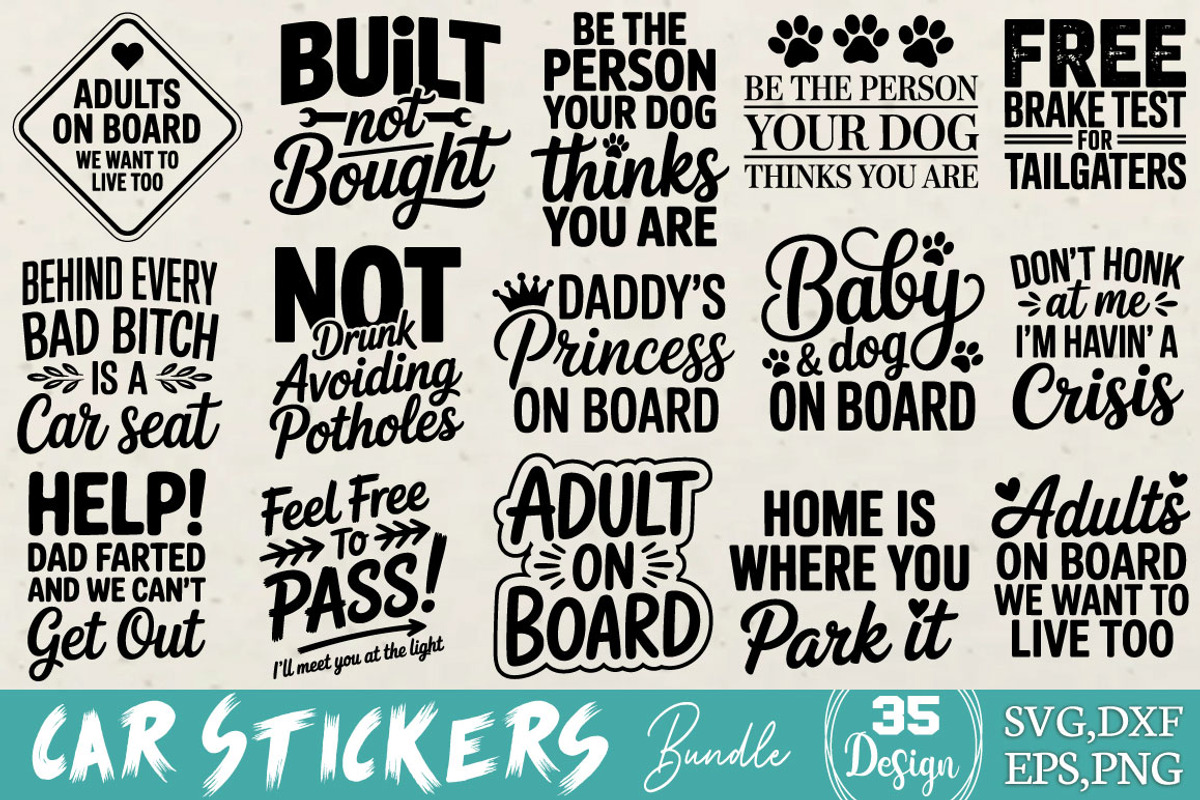 Car Stickers SVG BUndle, an Object Graphic by DollarSmart